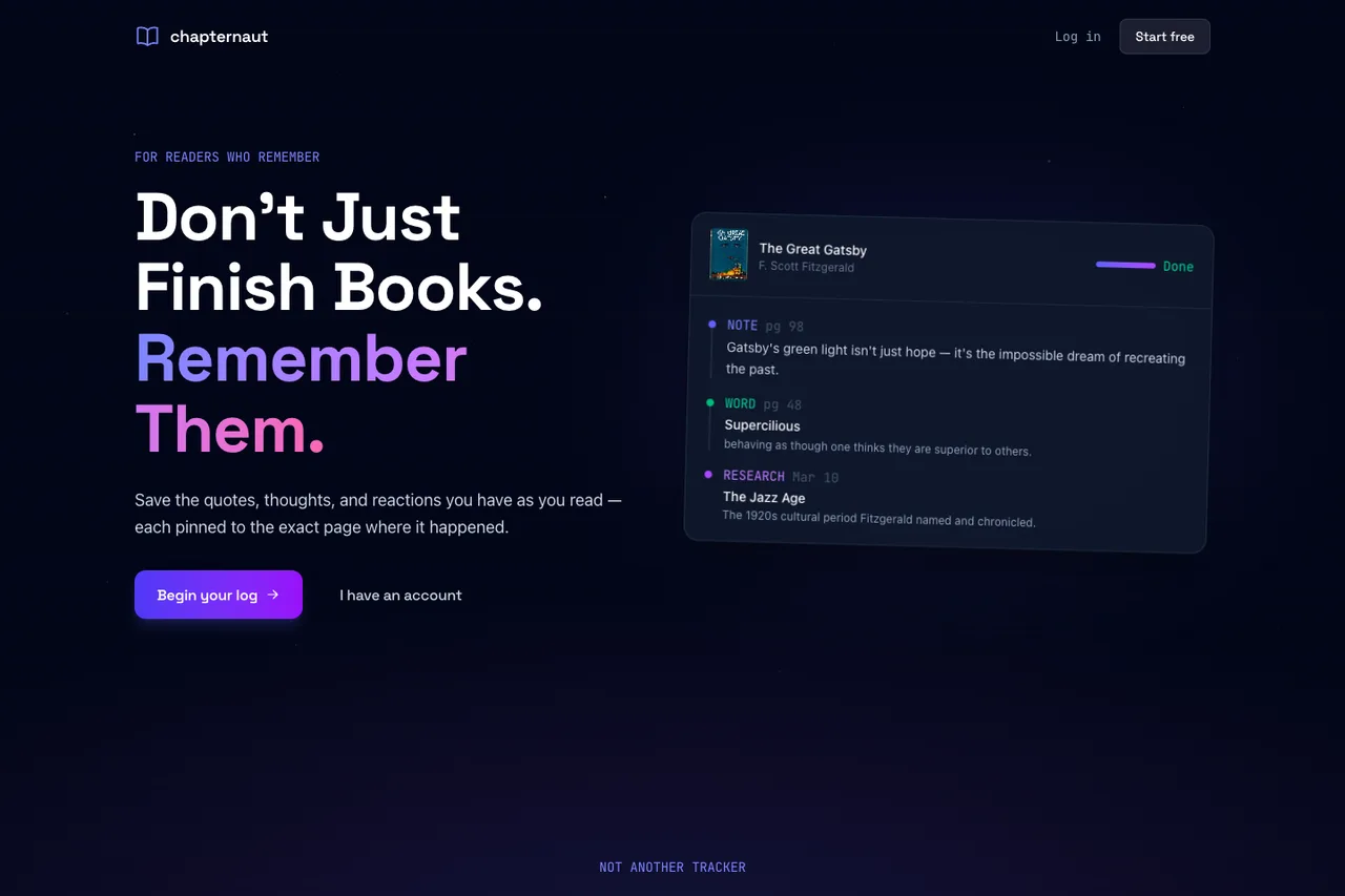 Chapternaut home page