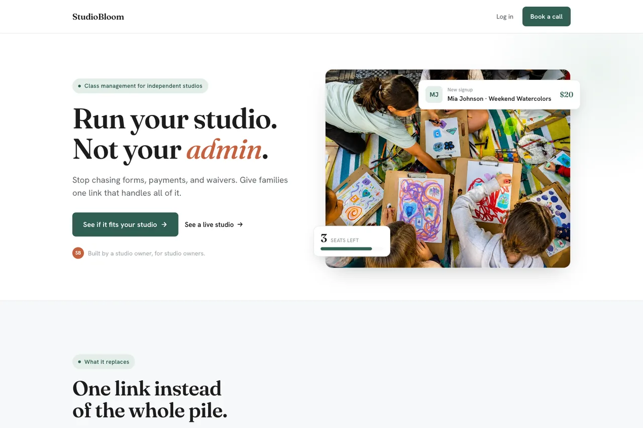 StudioBloom home page